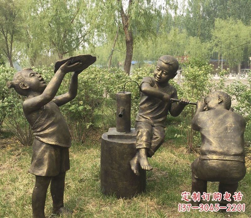 商丘艺术熊孩子，活泼可爱的儿童雕塑