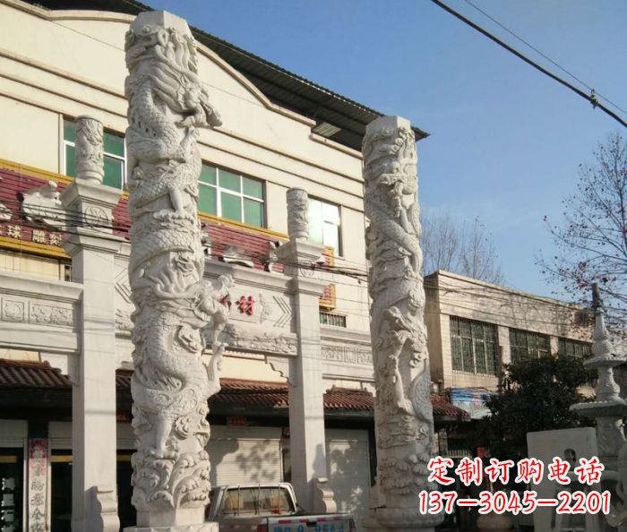 商丘景区大理石龙柱石雕 (2)
