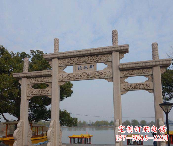 商丘景区三门古典牌坊石雕