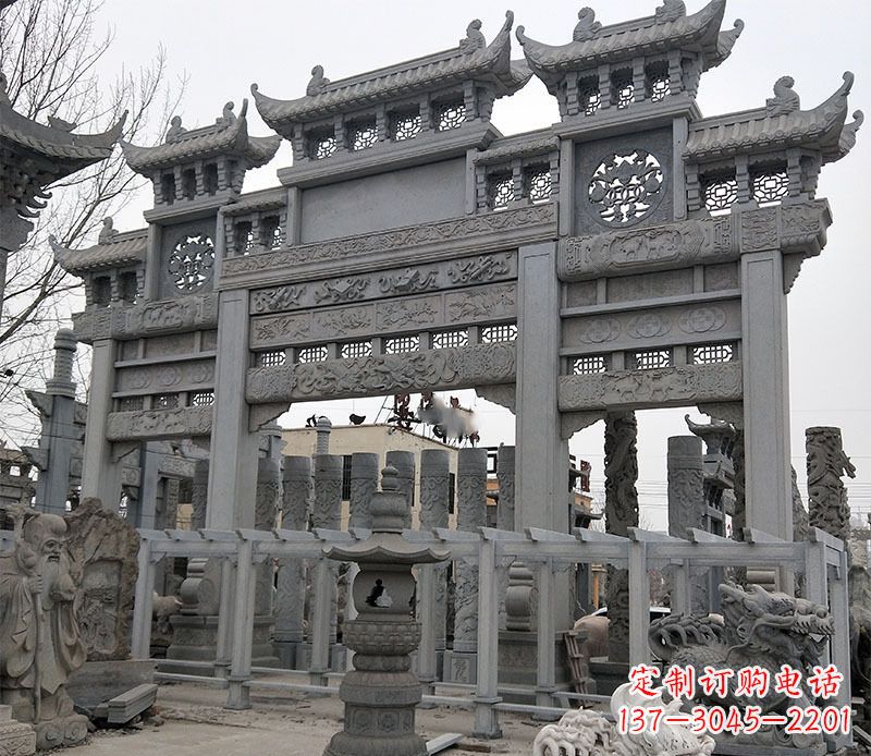 商丘景区三门牌坊石雕 (13)