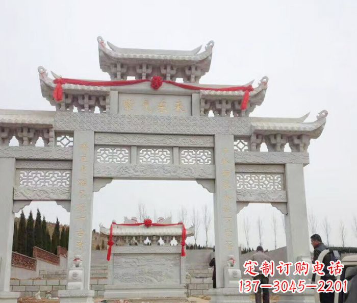 商丘景区三门牌坊石雕 (14)