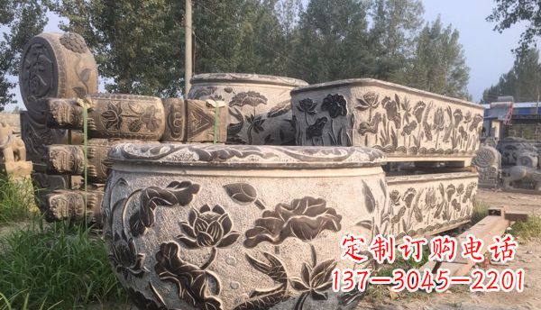 商丘出类拔萃的丝绸石浮雕仿古圆水缸