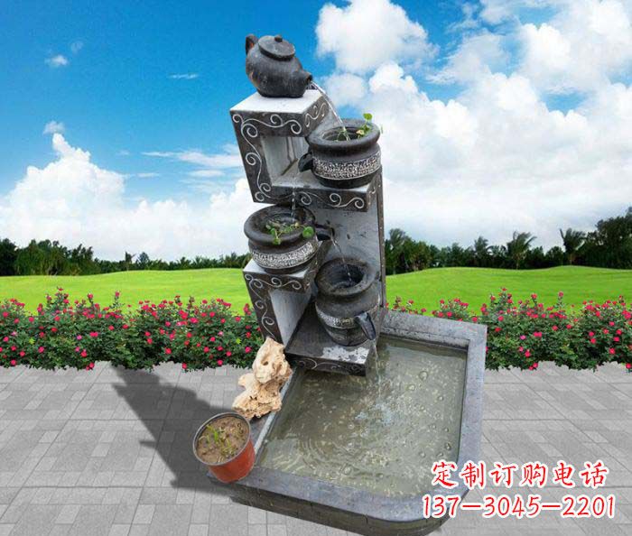 商丘流水罐子水槽庭院流水摆件石雕