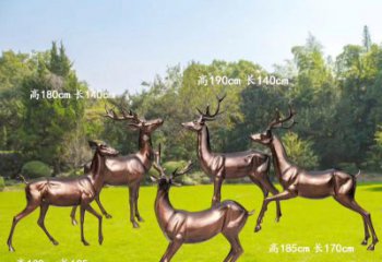 商丘红铜鹿精美雕塑，立体栩栩如生