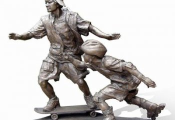 商丘激情滑板，艺术雕塑：城市滑冰男孩铜雕