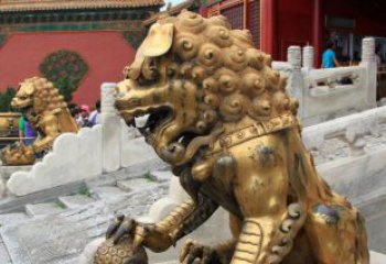 商丘黄铜狮子故宫狮雕塑，高端定制艺术品