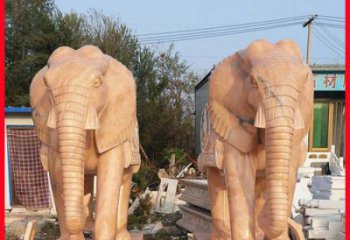商丘中领雕塑大象雕塑石雕，让晚霞熠熠生辉