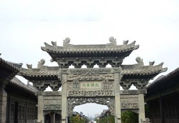 商丘特色街道三门石雕牌楼雕塑