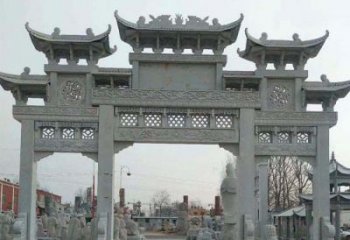 商丘三门牌坊石雕，精美汉风石雕装饰景区