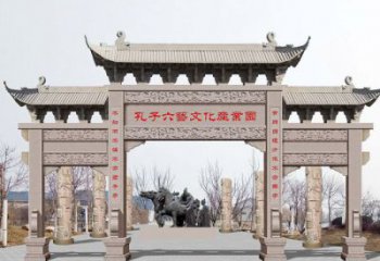 商丘景区三门石雕牌坊-高质美观可靠的雕塑装置