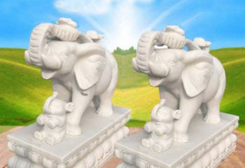商丘中领雕塑，独特精美的大象汉白玉门口石雕