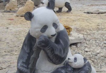 商丘母子熊猫石雕仿真动物雕塑