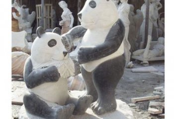 商丘母子熊猫石雕，传达真挚的亲情