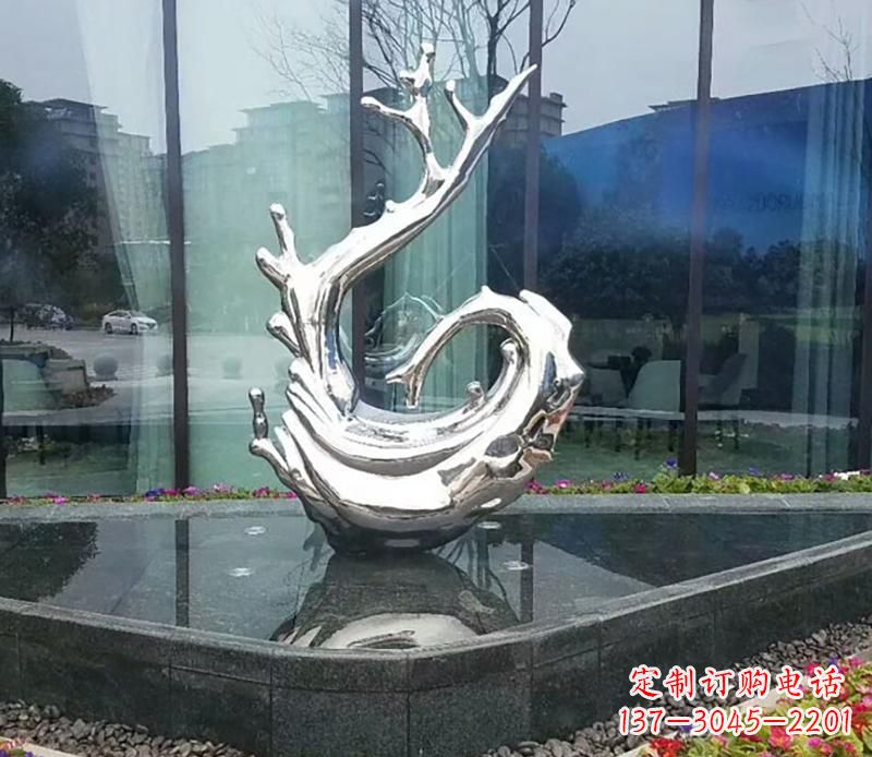 商丘企业不锈钢火苗抽象雕塑