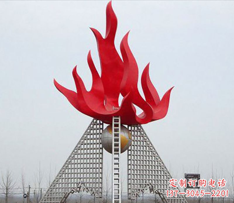 商丘企业不锈钢火苗景观雕塑