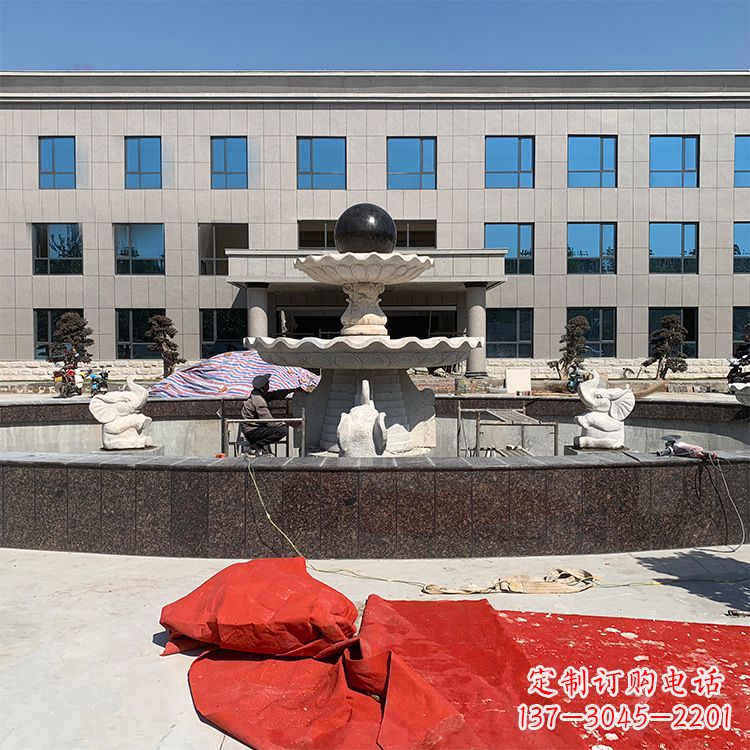 商丘企业广场招财石雕喷泉雕塑