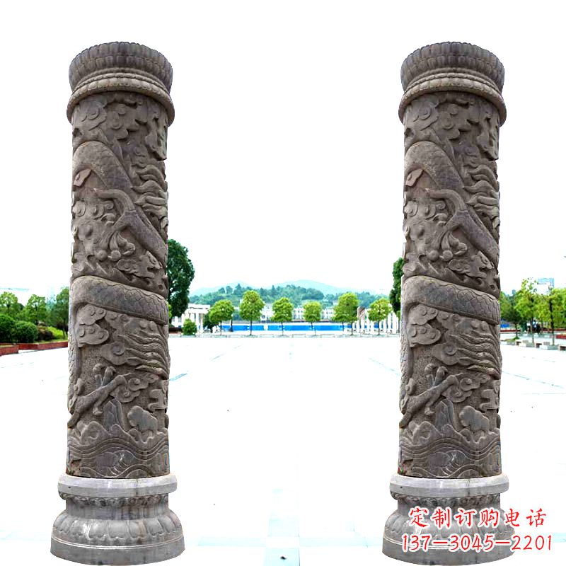 商丘石雕盘龙柱雕塑