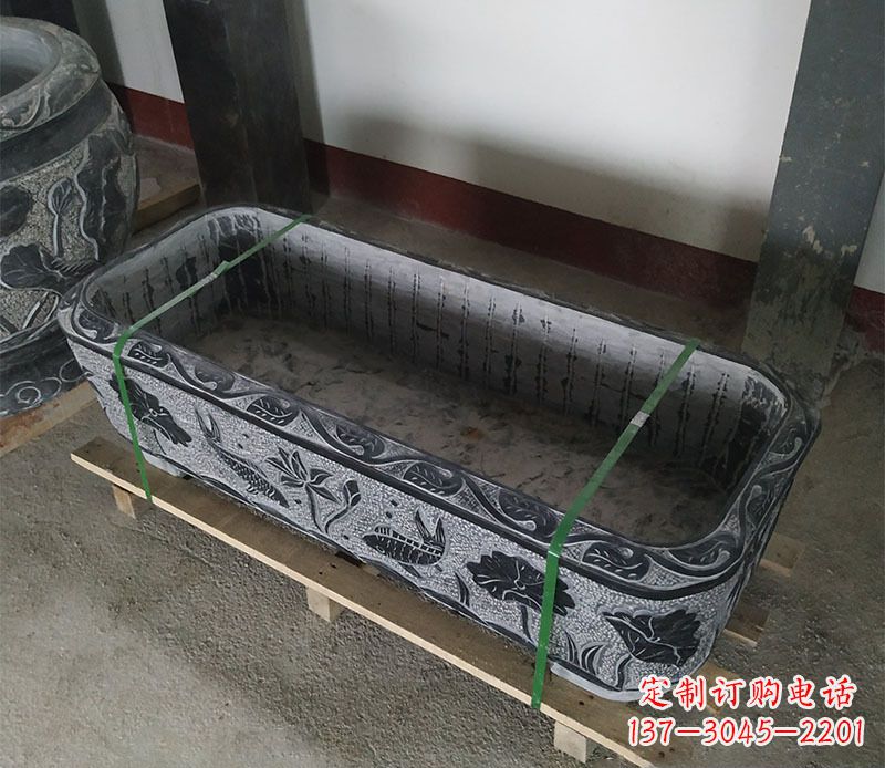 商丘石浮雕鱼缸仿古鱼缸石雕