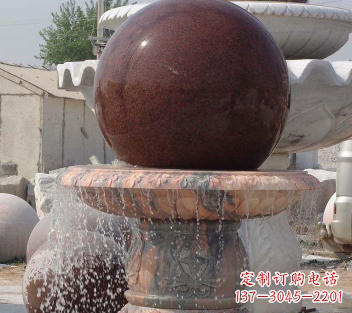 商丘石来运转小型风水球喷泉石雕