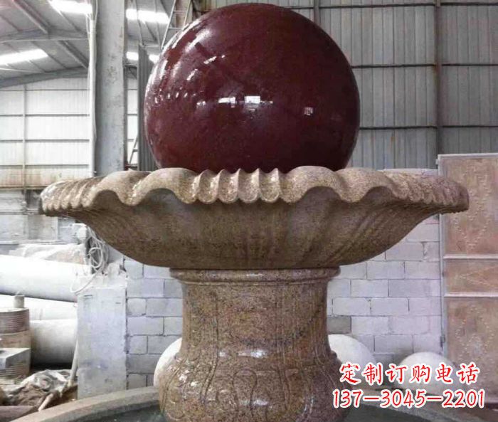 商丘石来运转小型风水球喷泉石雕 (2)