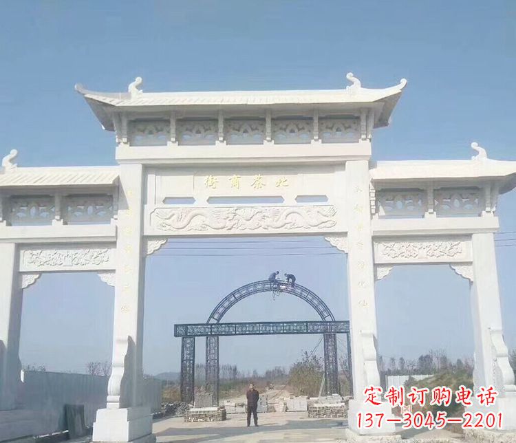 商丘石牌坊三门牌坊石雕 (4)