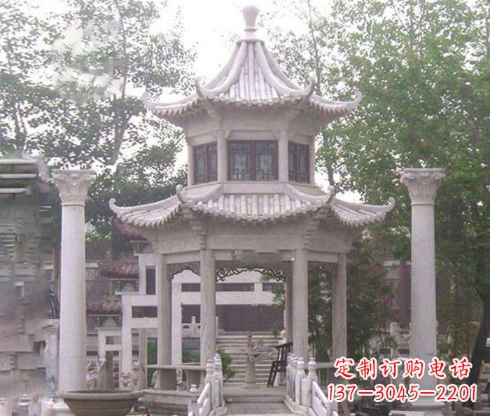 商丘双层仿古凉亭石雕 (3)