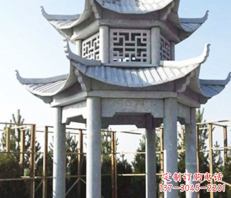 商丘双层仿古石凉亭石雕_2