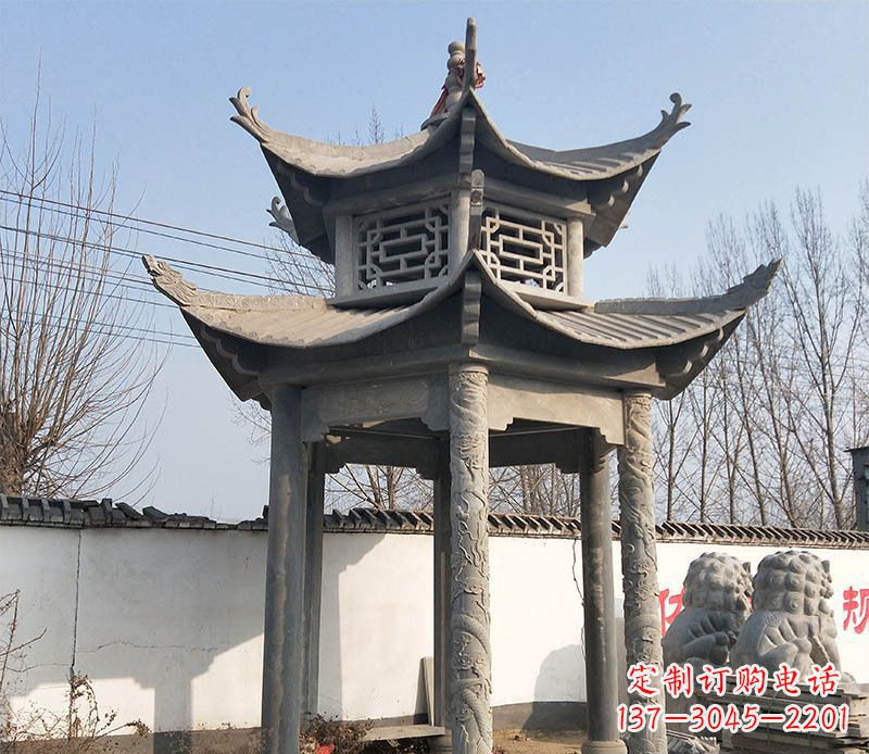 商丘双层户外凉亭石雕 (2)