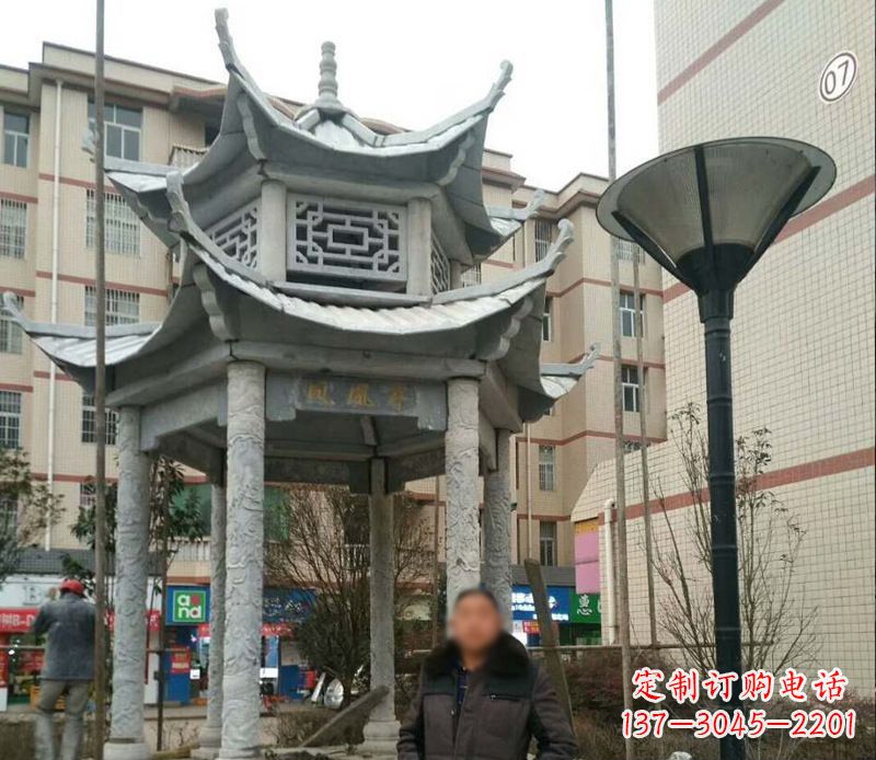 商丘双层六角凉亭石雕