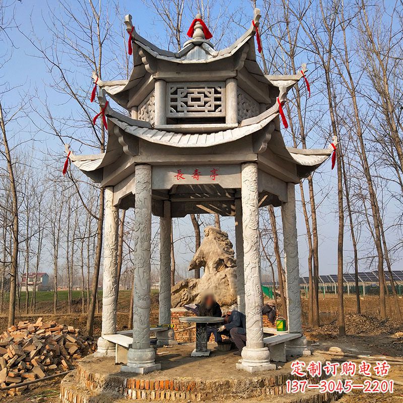 商丘双层六角石凉亭