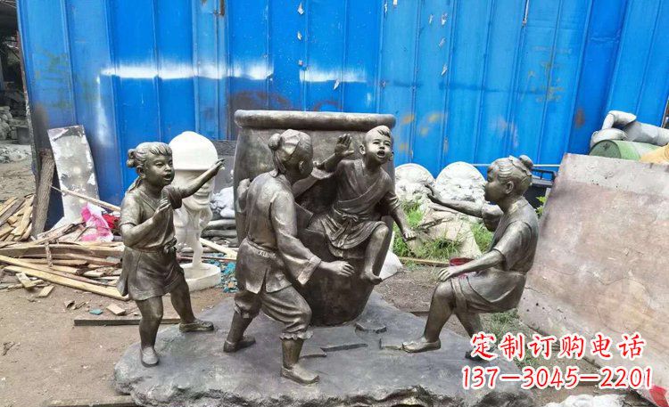 商丘司马光砸缸铜雕 (2)