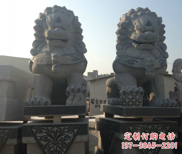 商丘寺庙景观仿古石狮子 (2)