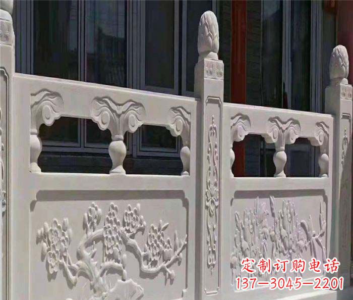 商丘寺庙景观汉白玉石浮雕栏板 (2)