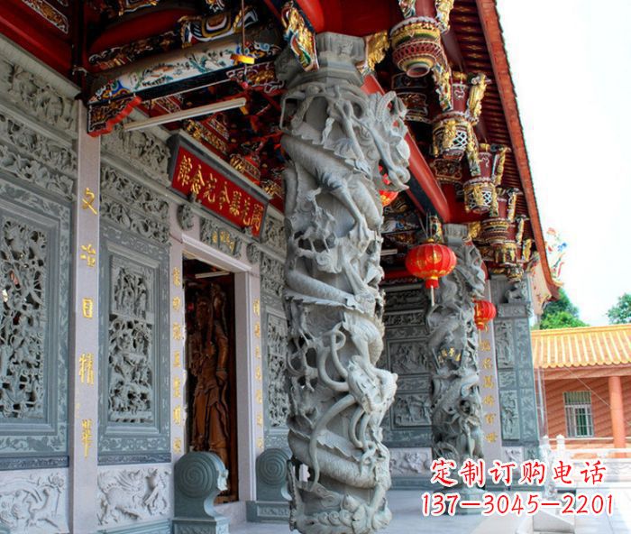 商丘寺庙景观龙柱石雕