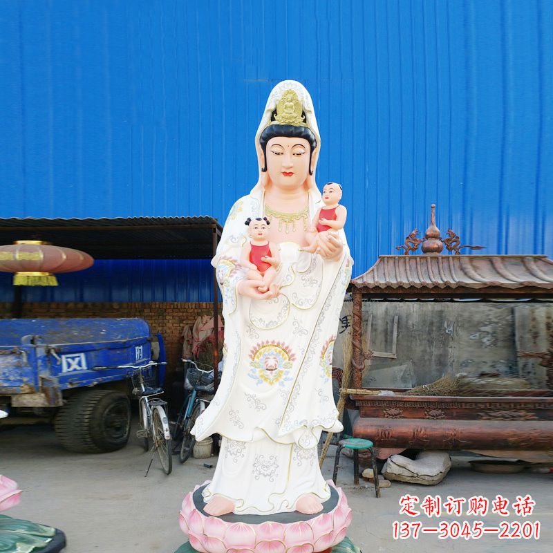 商丘送子观音彩绘玻璃钢雕塑
