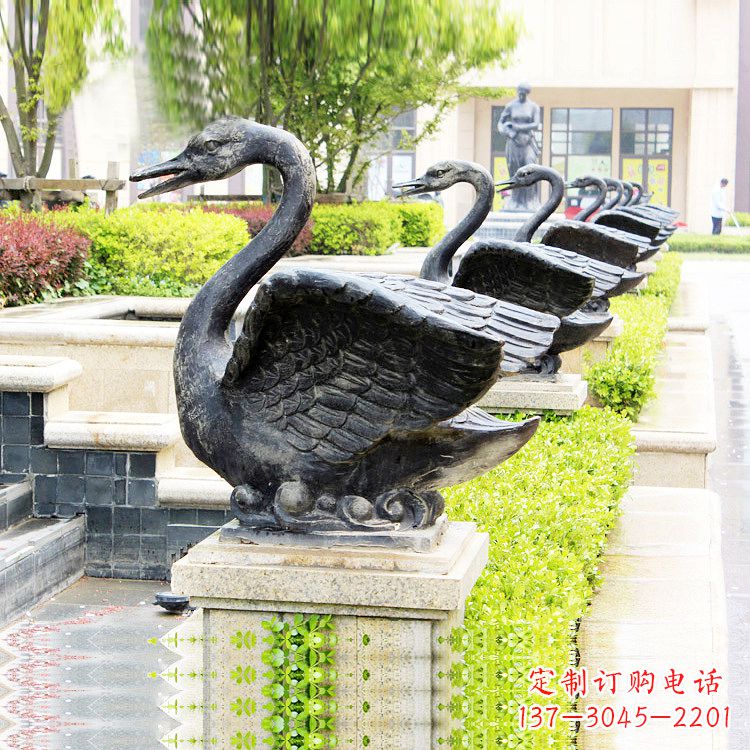 商丘天鹅铜雕喷水喷泉-纯铜铸造公园水渠水景动物雕塑