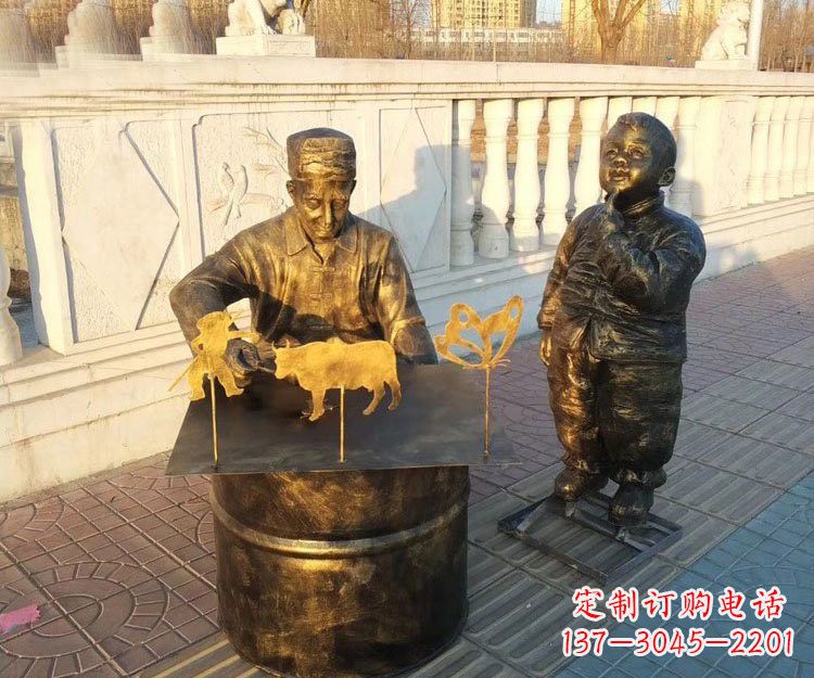 商丘铜雕画糖人的人物