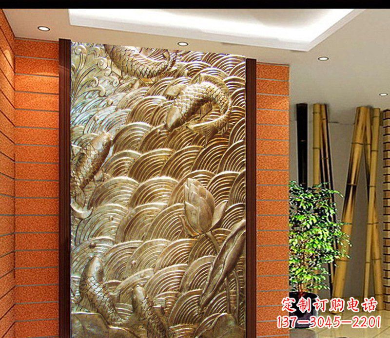 商丘铜雕酒店锻造鲤鱼壁画景观摆件