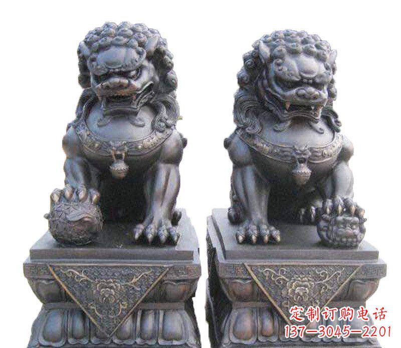 商丘铜雕酒店镇宅招财狮子摆件 (2)