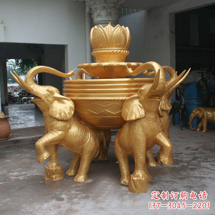 商丘铜雕喷水大象雕塑
