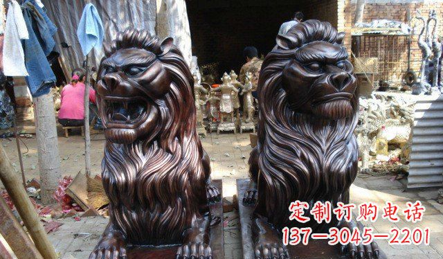 商丘铜雕狮子公司门口雕塑 (2)
