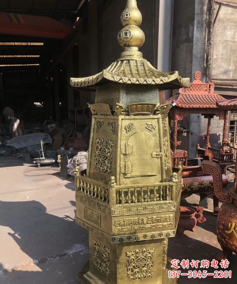 商丘铜雕香炉塔寺庙摆件
