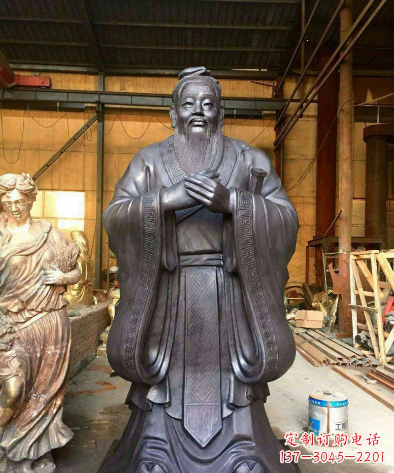 商丘铜雕校园孔子人像雕塑