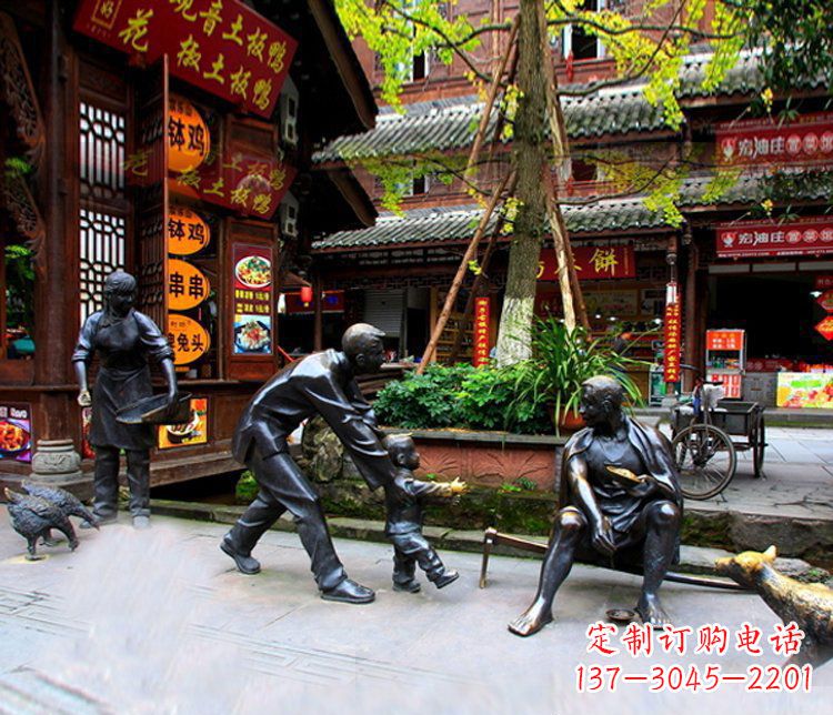 商丘铜雕学走路儿童街道人物雕塑