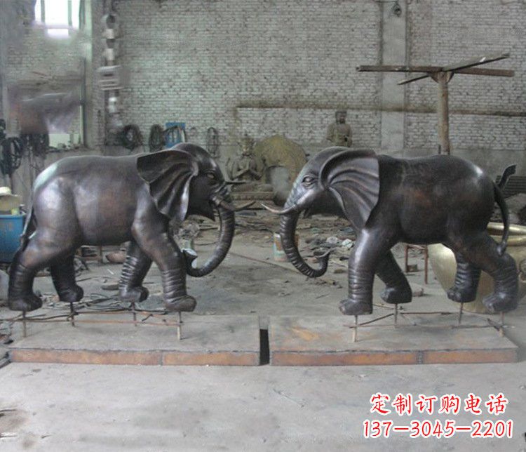 商丘铜雕园林动物大象雕塑 (2)