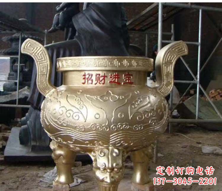 商丘铜雕招财进宝圆形香炉