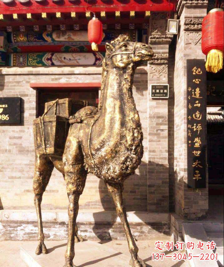 商丘驮行李的骆驼动物铜雕