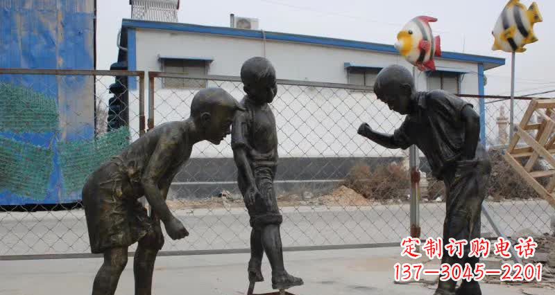 商丘玩陀螺人物铜雕