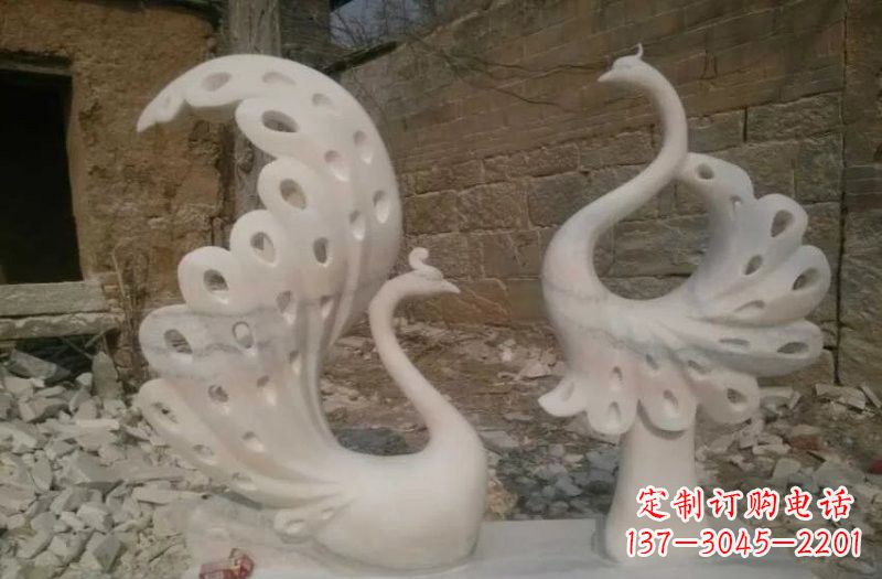 商丘晚霞红抽象石雕孔雀