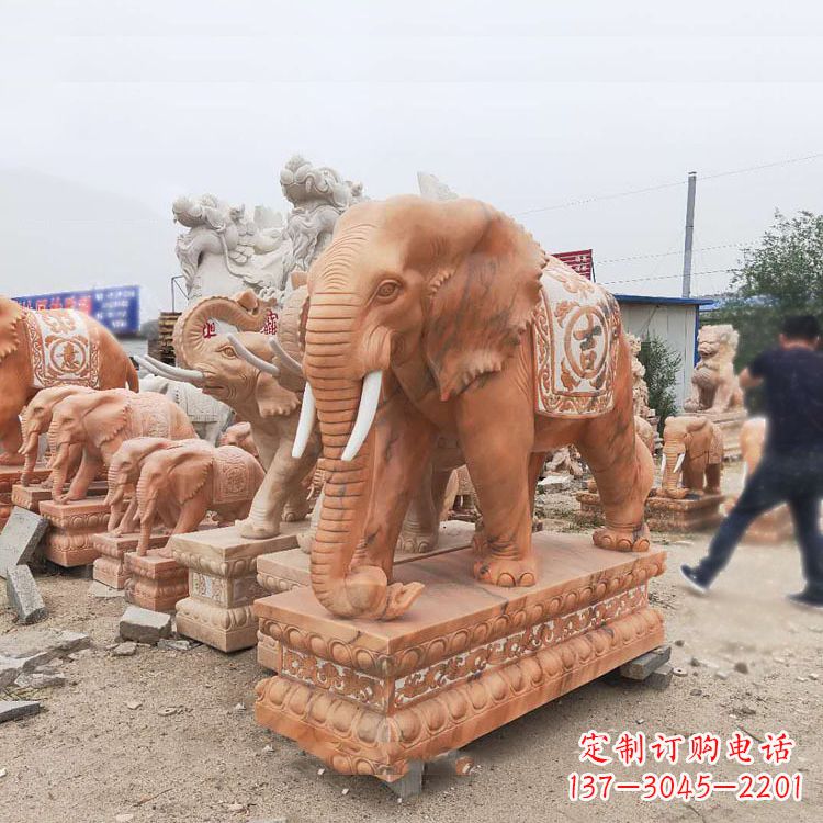 商丘晚霞红大象石雕
